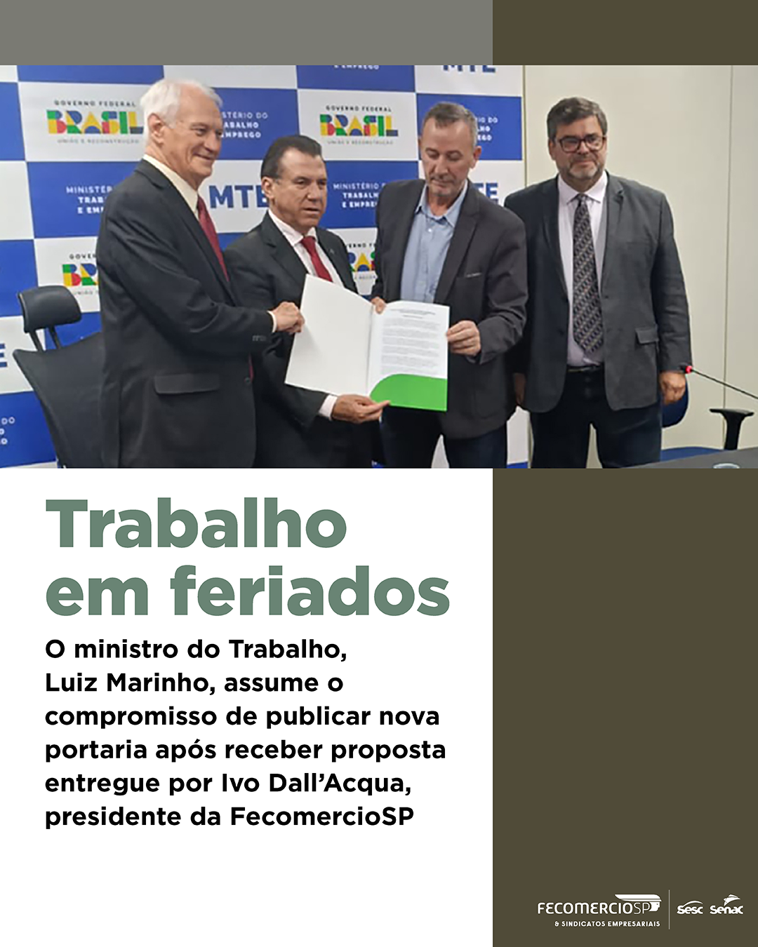 O ministro do Trabalho e Emprego, Luiz Marinho, reafirmou o compromisso de editar e publicar a nova portaria que regulamenta o trabalho aos feriados.