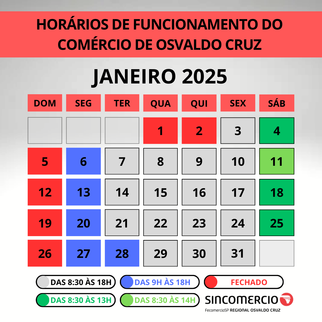 Calendário Janeiro