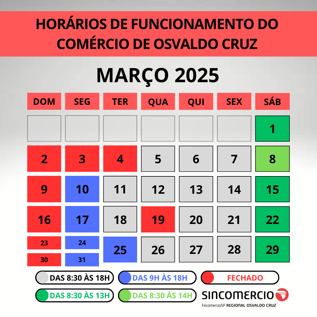 Calendário Março