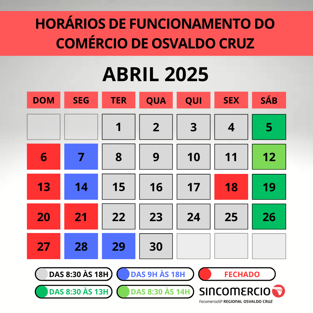 Calendário Abril