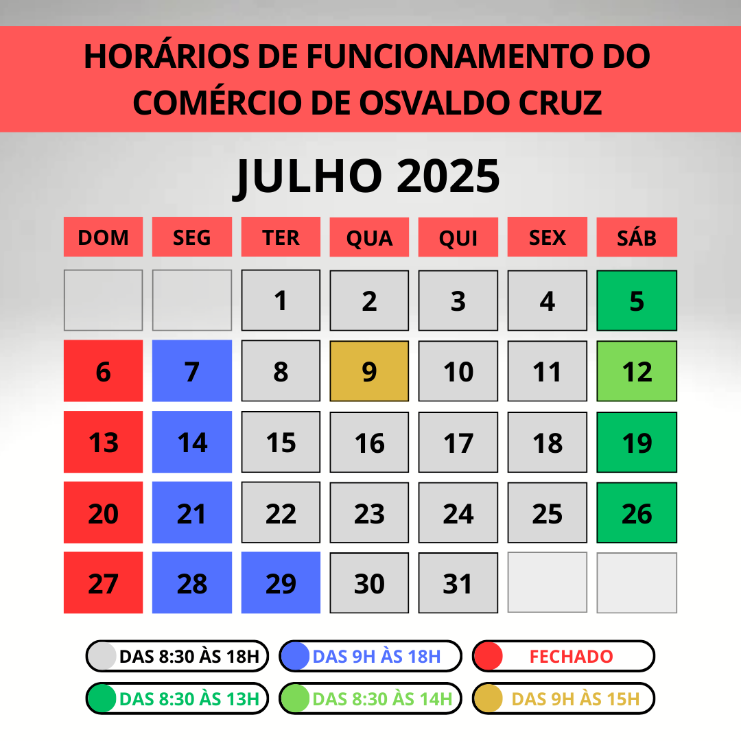 Calendário Julho